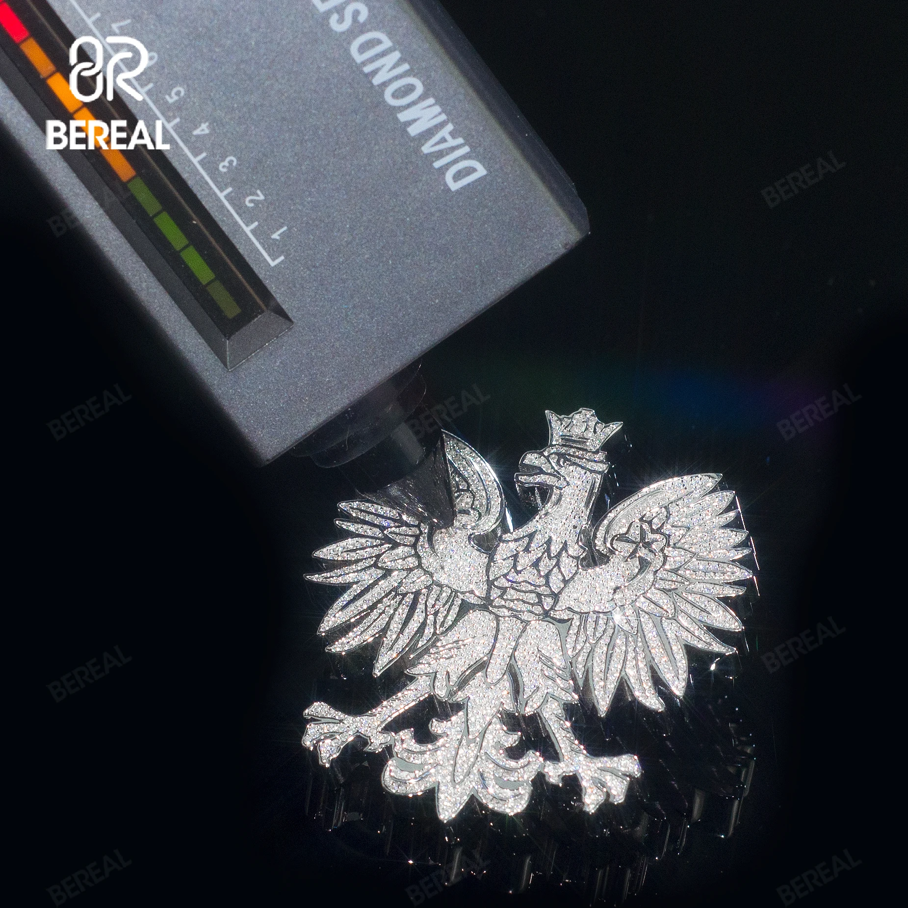 High Quality 2.5inches Vvs Moissanite Eagle Pendant Iced Out Round Brilliant Cut Diamond 925 Silver Hip Hop Animal Pendant
