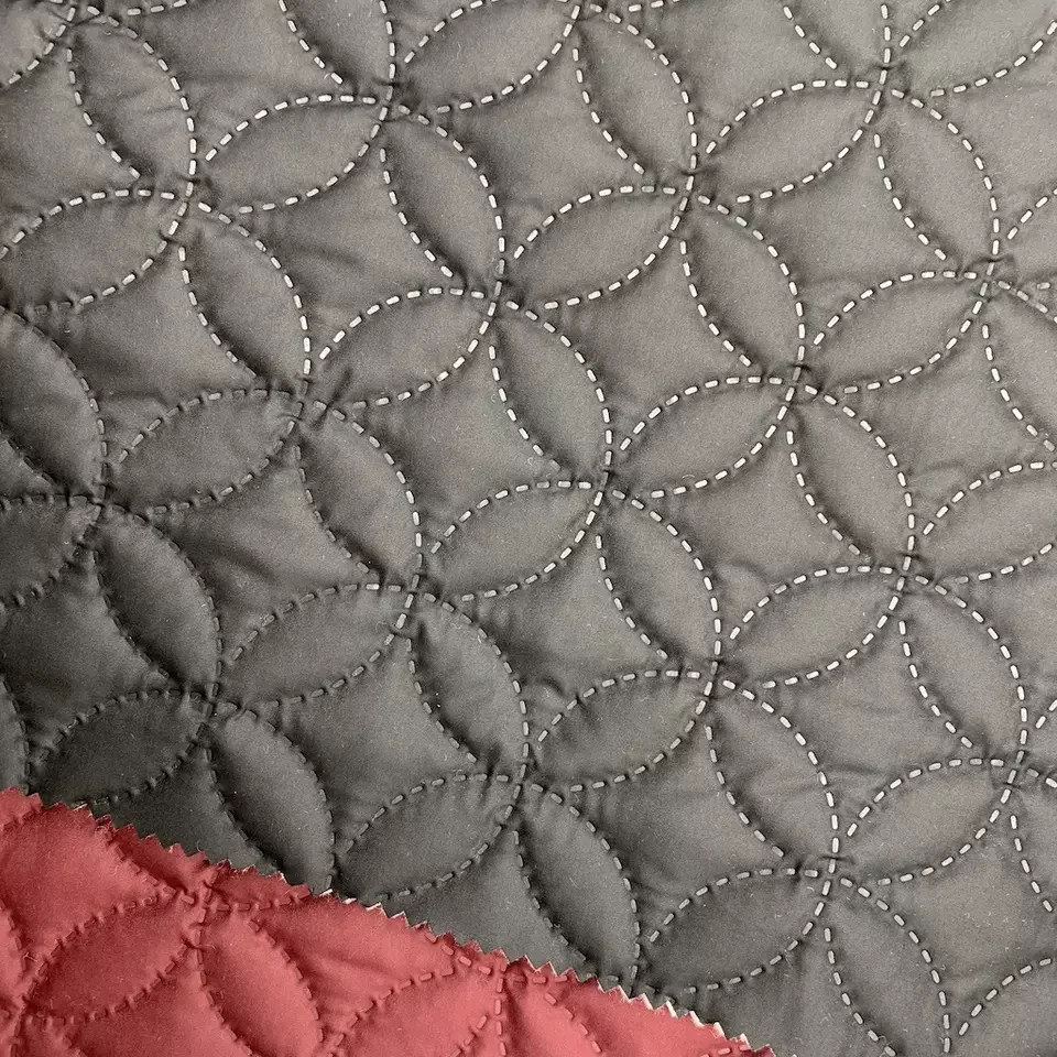 Winter Fabric  100% Polyester Ultrasonic Quilting Fabric 300t 3 Layers Pongee Quilted Cover For Jacket