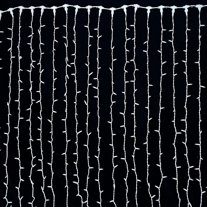 Ip44 Waterproof connectable white rubber cable LED curtain light string Festive Christmas wall decoration Lights