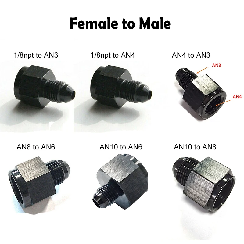 1/8npt Female to 3 AN Male AN NPT Fitting Flare Reducer Adapter 1/8npt to AN3 Changeover Screw Connector, JIAX wholesale