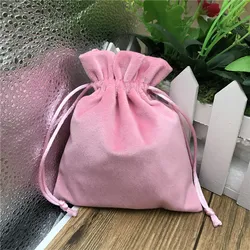Luxury Jewelry Pouches with Custom Logo Soft Velvet Fabric Small Drawstring Bag Velvet Gift Packaging Bag