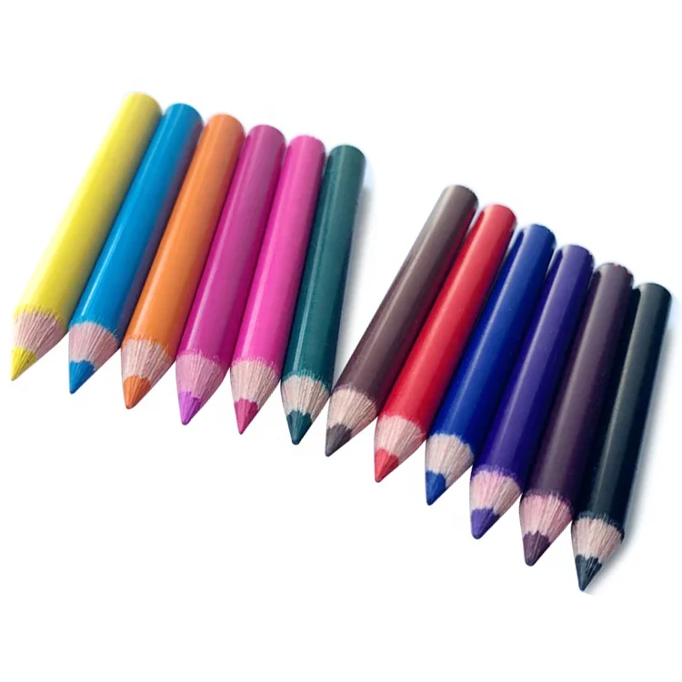 Non Toxic 4.5cm Wood Free 12pcs Mini Multi Color Pencil for Kids Custom