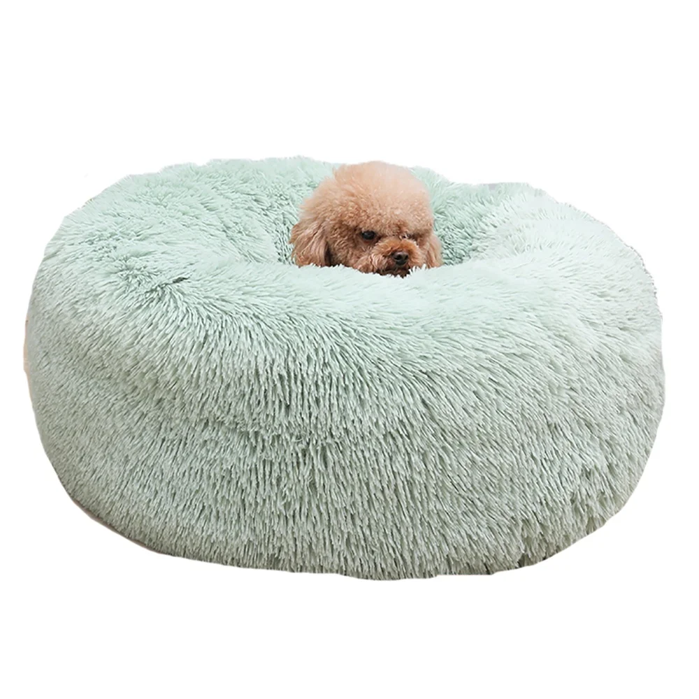  Собаки длинные плюшевые пончики кровати Успокаивающая кровать собака пушистый пончик кошка Зефир