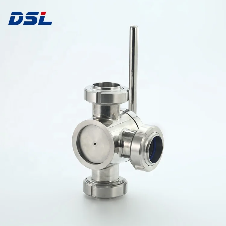 Sanitary plug valve 3-way clamped/thread/weld stainless steel three way plug stock cock valve