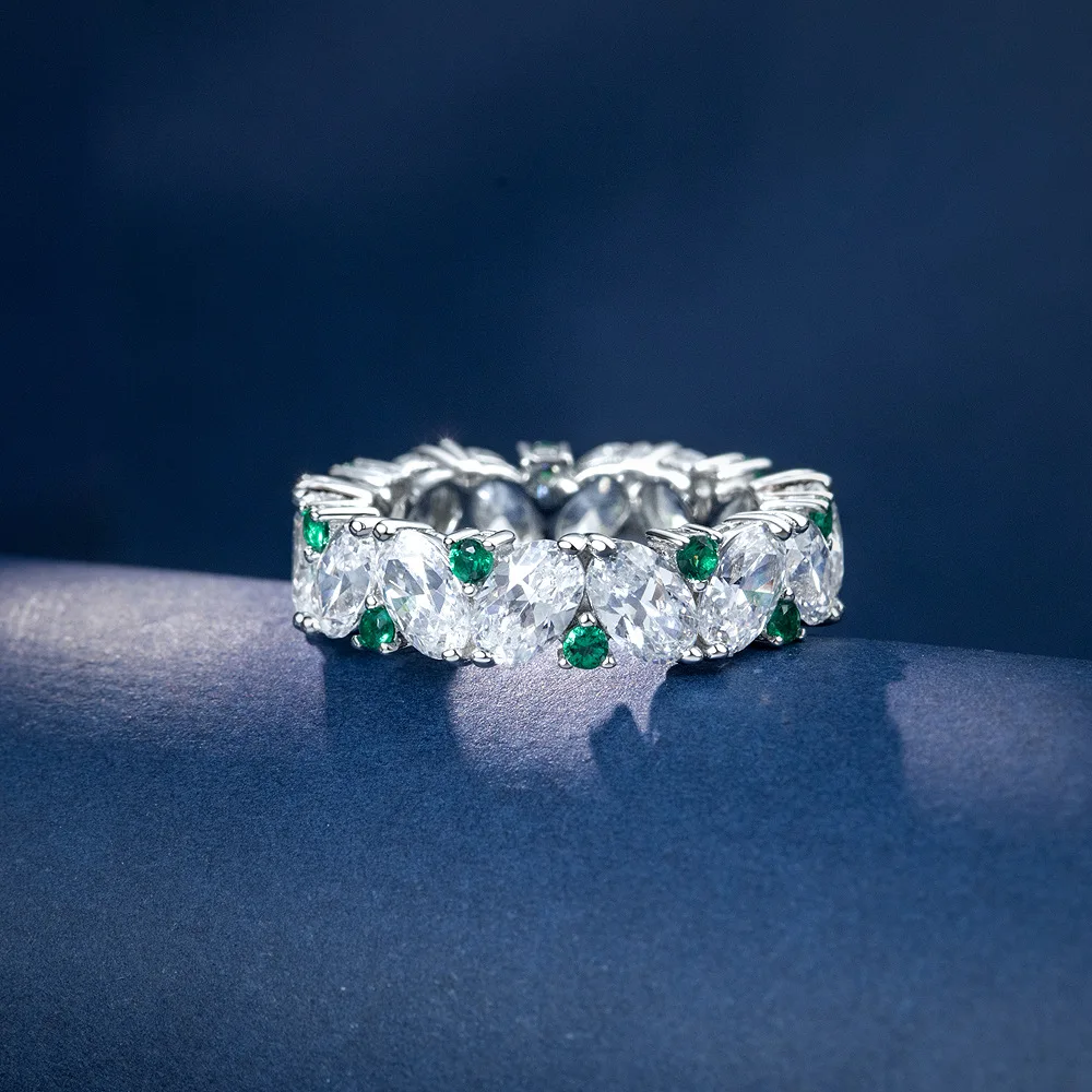 925 Sterling Silver Gorgeous Luxurious Marquise Cut 5A Grade Cubic Zirconia Wedding Eternity Band Rings