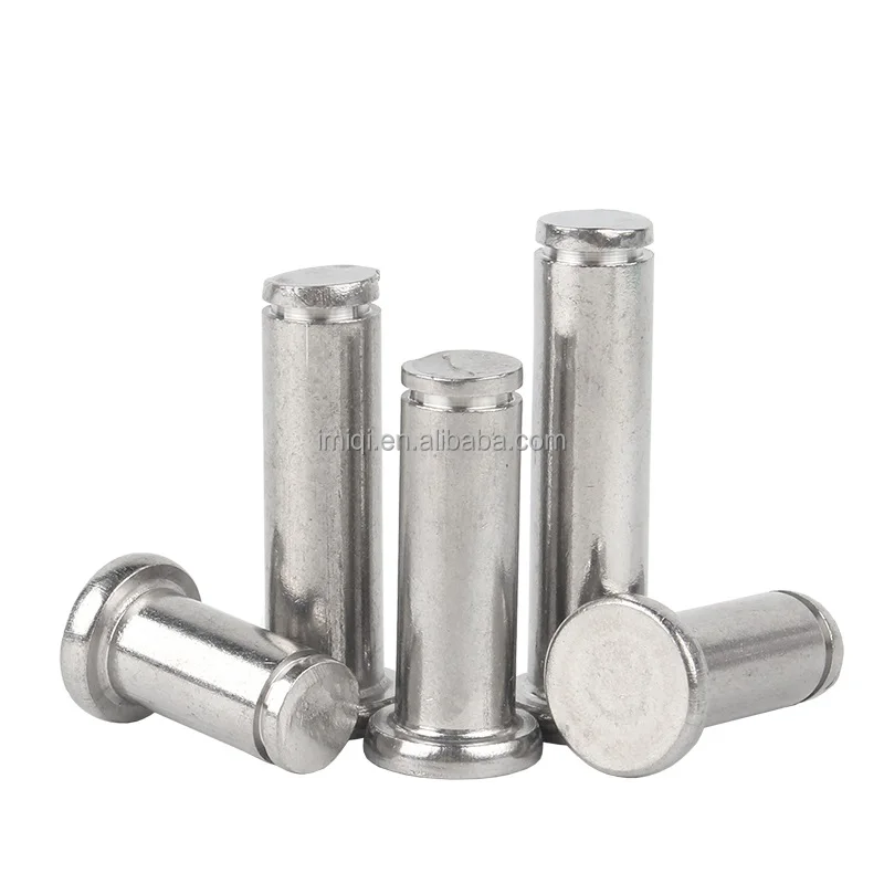 1/5x M3 M4 M5 M6 M8 M10 M12 304 Stainless Steel Flat Head Bearing Cylindrical Positioning Axis Roll Dowel Pin With Shaft Circlip