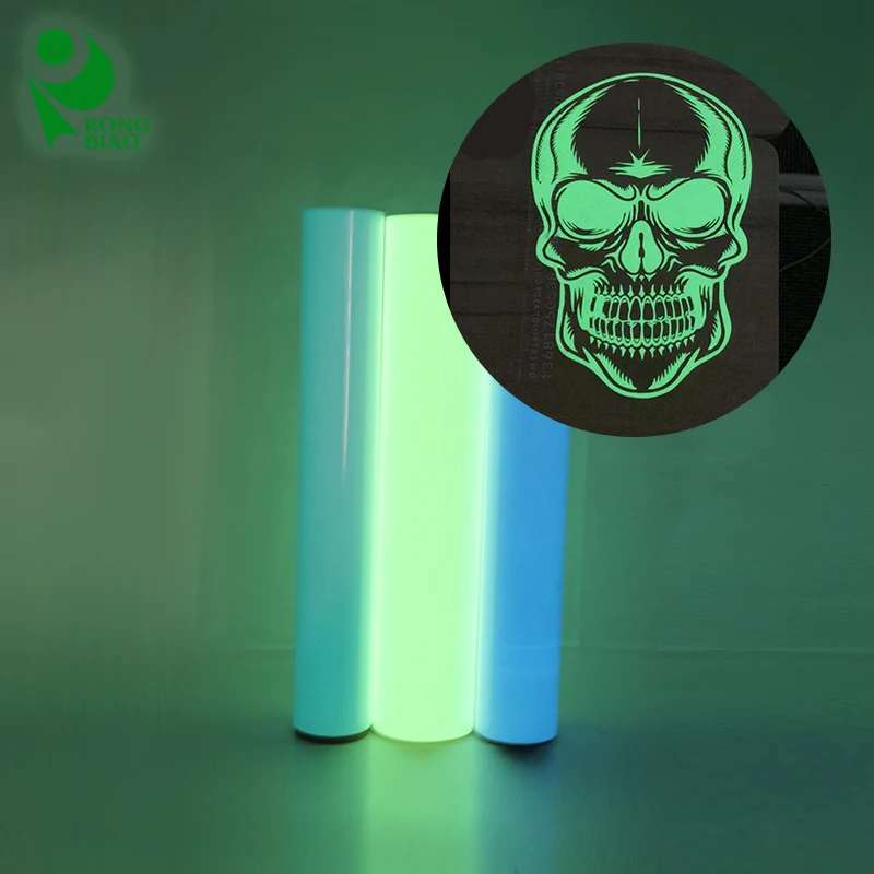 HTV Roll for T-shirt Luminous Sticky Glow in The Dark Vinyl Iridescent Green Heat Transfer Film PU Customized to Cut High