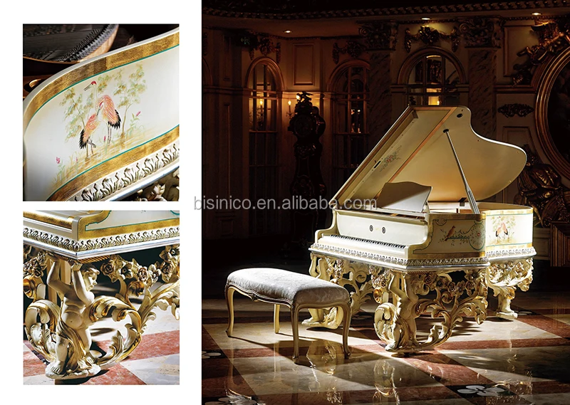 Classic Elegant Louis Style Art Deco Handpainted Parlor Grand Piano