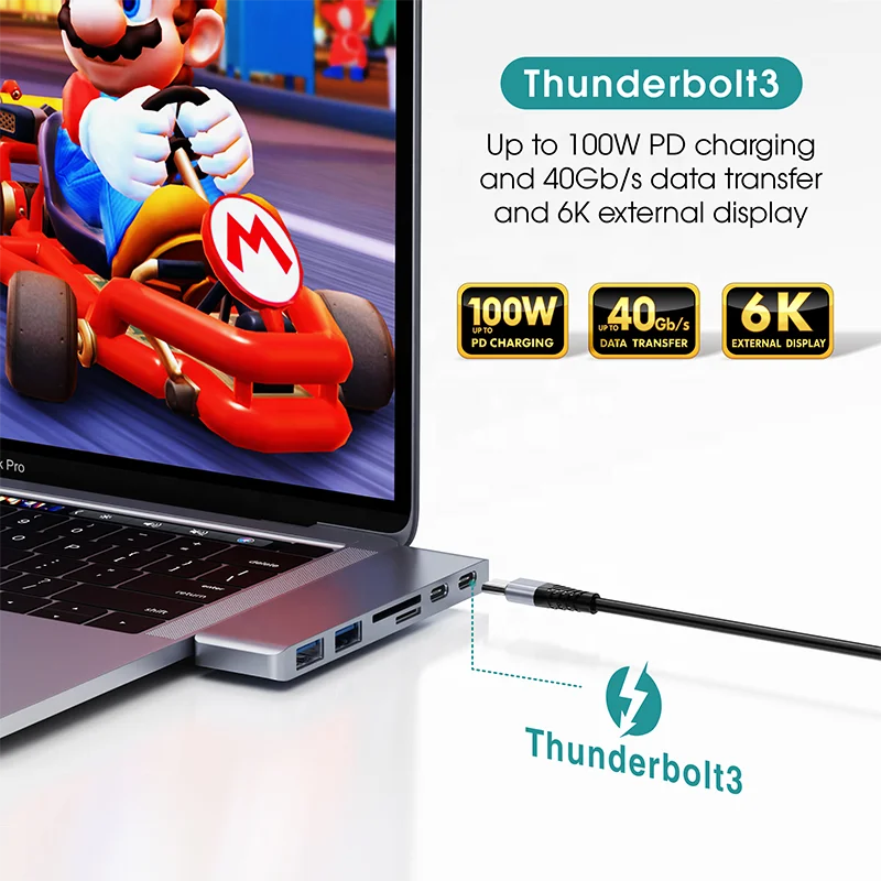 High Speed USB C Hub 6 in 1 Docking Station Type C to USB 2.0 3.0 PD Port SD TF Card 6 Port Type C USB Hub