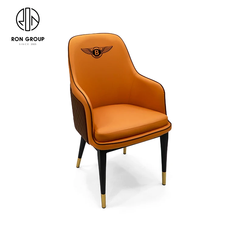 Modern Design Style Two Colour Leather Dining Chair Furniture With Armrest for Living Room Hotel