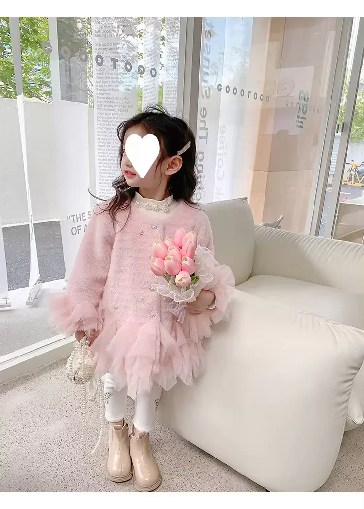 Girls Leather Coat Winter Medium Long Baby Winter New Children Mink Fur Thickened Kids Coat