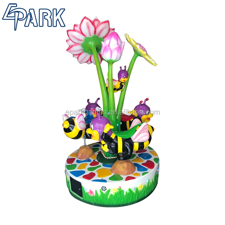 Epark Bee Carousel New Amusement Outdoor Kiddie Ride Mini Carousel Ride Sale Store Front Coin Operated Rides For Kids