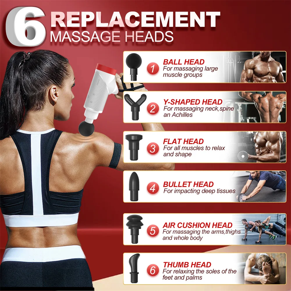 Professional Massage Gun Pro Body Fascial Gun Fitness Muscle Massager Machine 12mm Rechargeable Massagegun for Sport Fitness