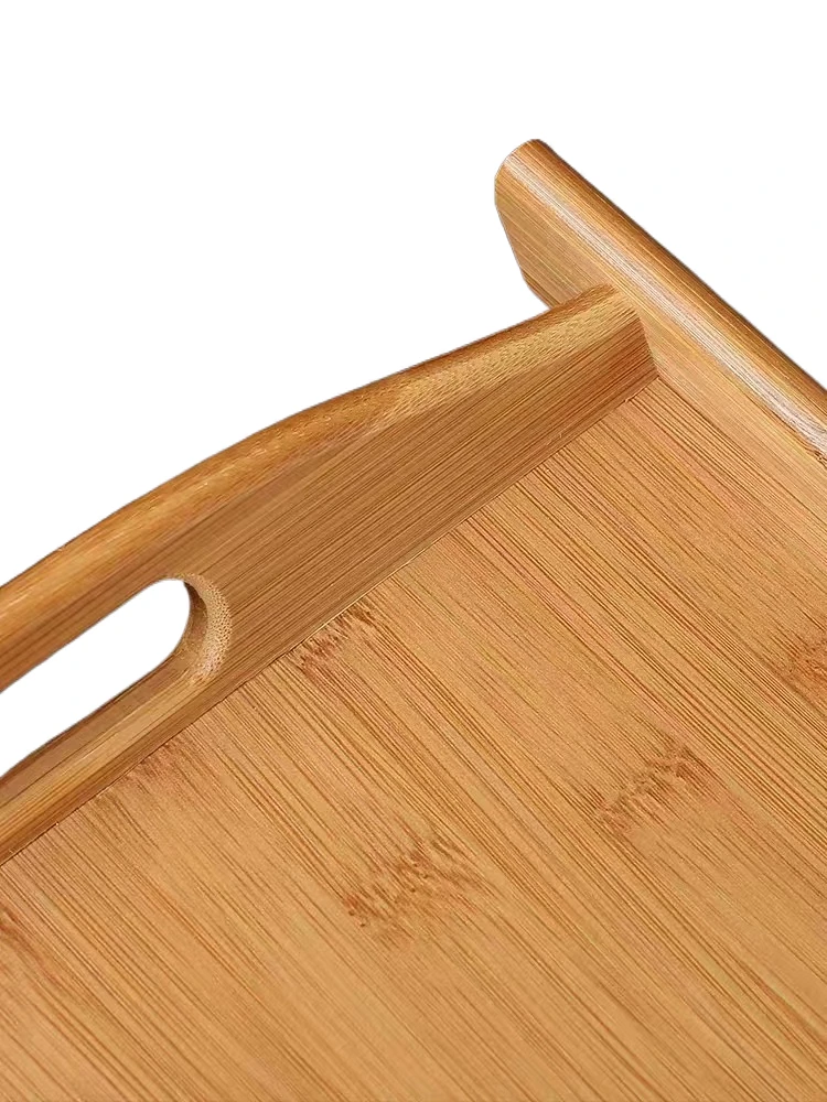 Customized Bamboo Breakfast Wood Table Laptop Desk Bed Table Coffee Tea Food Serving Tray Set With Phone Tablet Holder