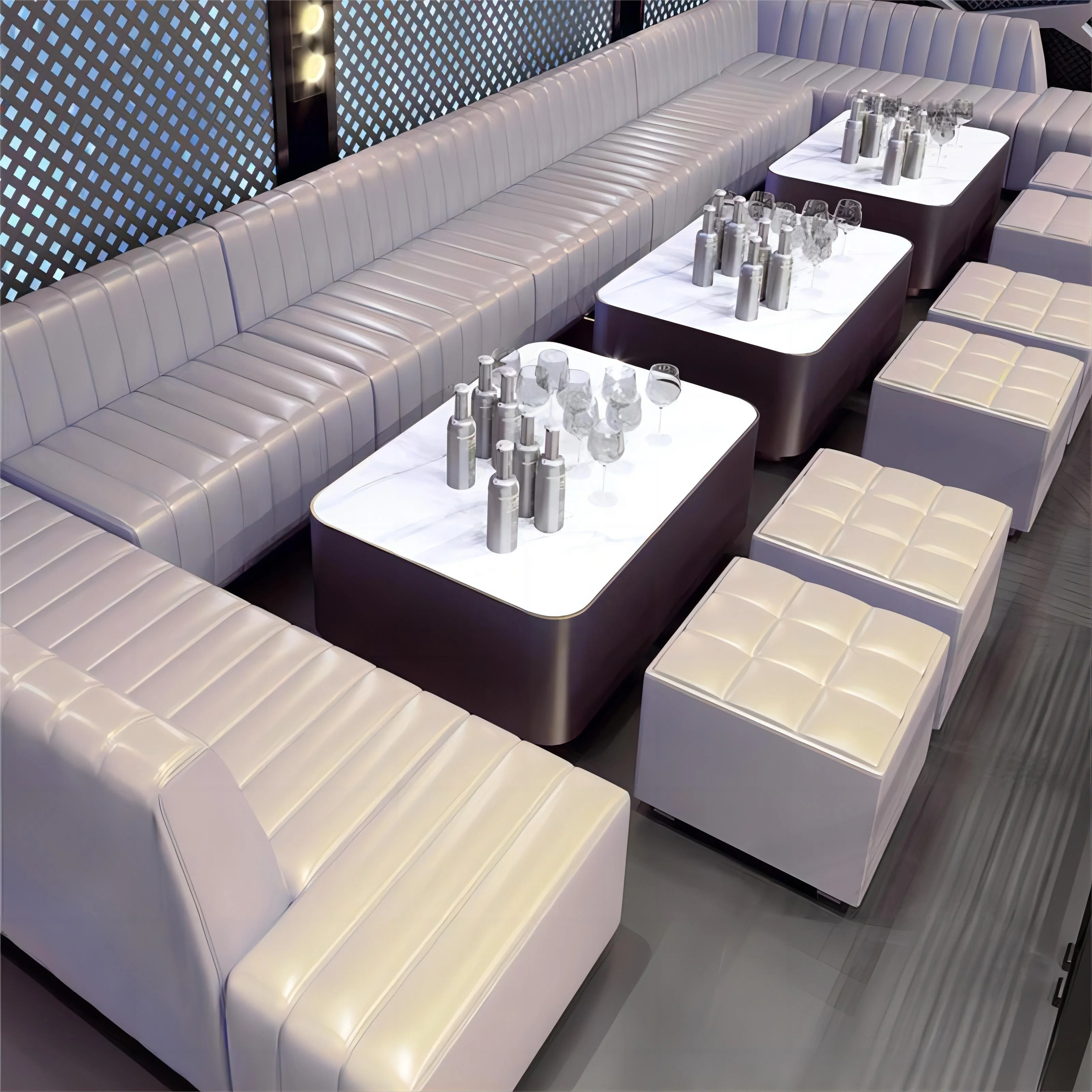 Customized nightclub furniture KTV karaoke club lounge sofas white corner U shape restaurant booth seating sofas for lounge bars