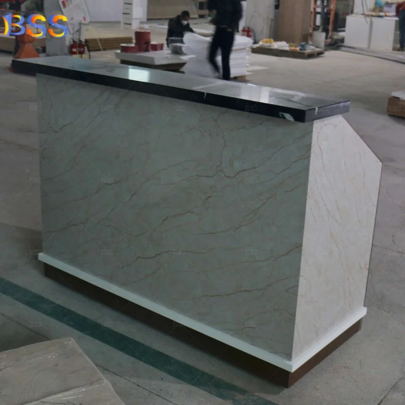 Mini Bar At Home Event Artificial Marble Quartz Small Wheels Bar Counter