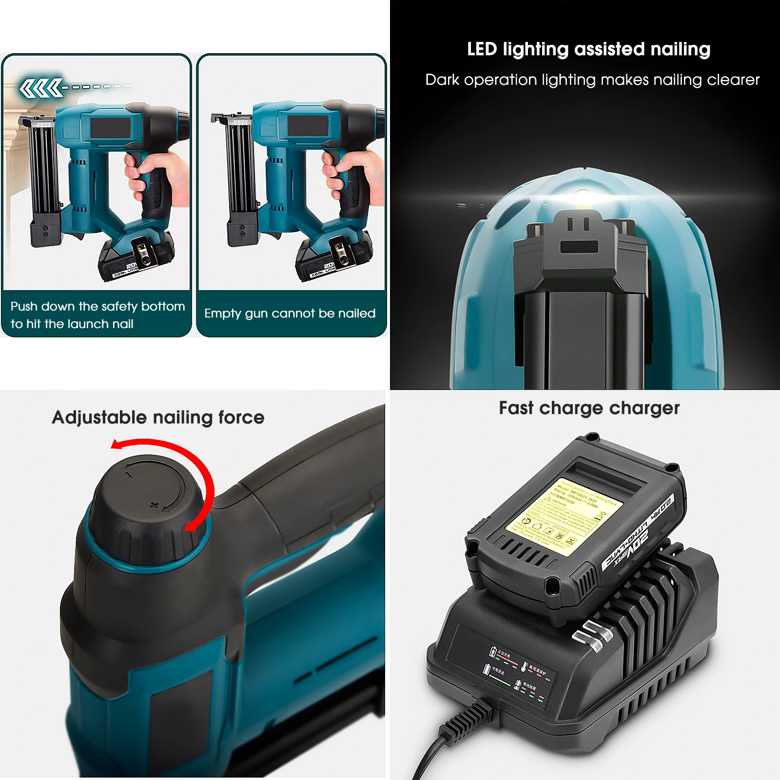 
2021 Hot sale 20V Li-ion lithium Battery Pack Cordless Nail Gun 