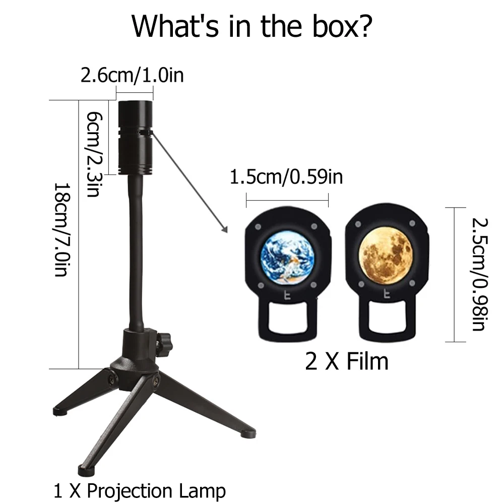 2 in 1 Moon Lamp Earth Projector Lamp 360 Degree Rotatable Bracket USB Moon Led Night Light Planet Projection Lamp Room Decor