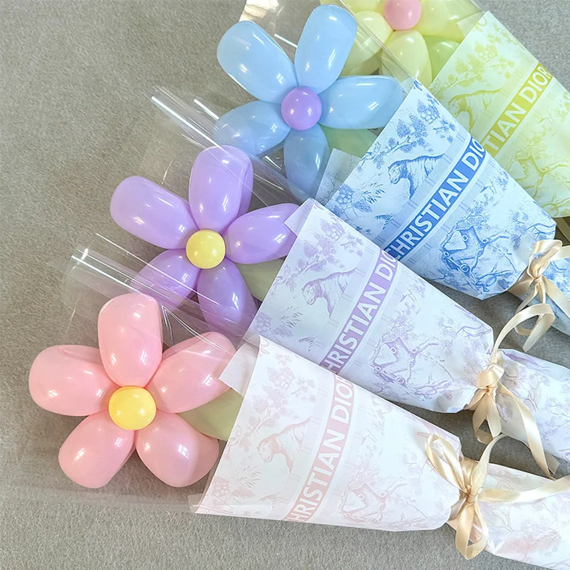 New Printed Single Wrapping Paper Transparent Cellophane Flower Shop Gift Flower Wrapping Wholesale christmas paper gift bag
