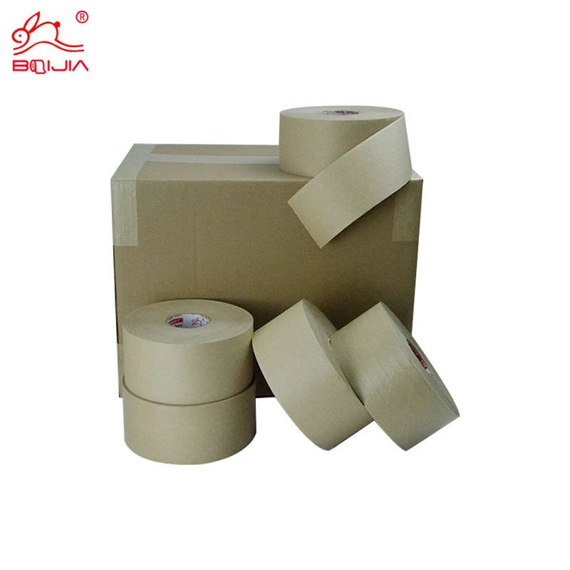 Manufacturer produces self adhesive water activated Reinforced kraft paper tape jumbo roll