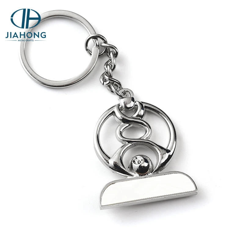 China Manufacturers Zinc Alloy Iron Custom Keychains in Bulk Shiny Silver Plated Blank Keyring Hallow Personalized Keychain