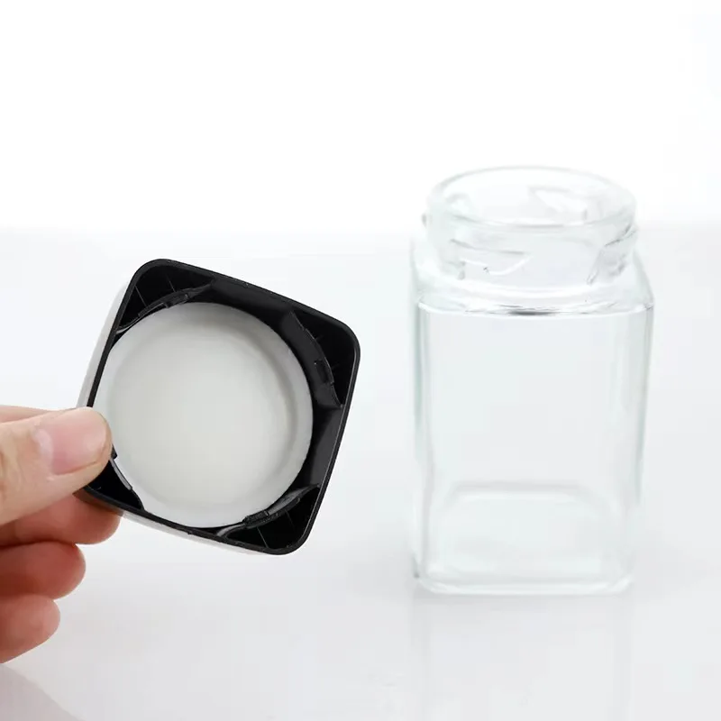Wholesale Transparent Empty 100 ml Storage Glass Jar 3.5 oz Square Glass Container Jar With Child Resistant Lid
