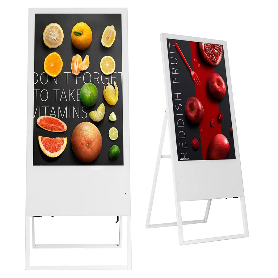 floor stand foldable advertising video player 32 inch lcd panel monitor portable digital signage