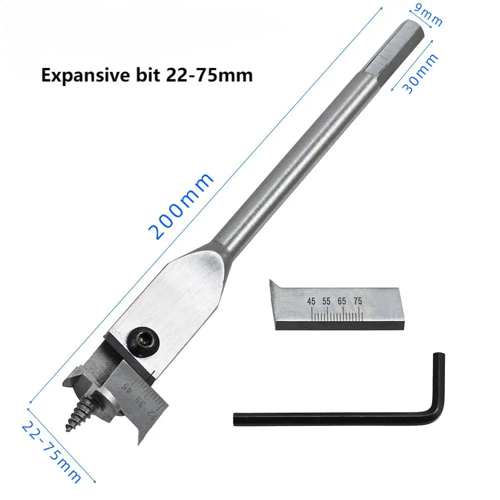 New 22-75mm Adjustable Woodworking Expansive Flat Spade Boring Drill Bit  for  woodworking drill