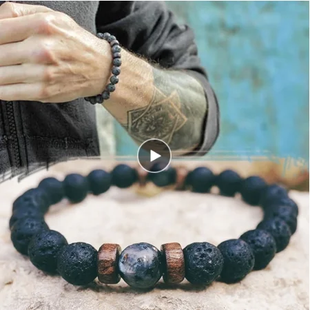Men Bracelet Natural Moonstone Bead Tibetan Buddha Lava Stone Diffuser Bracelets Jewelry