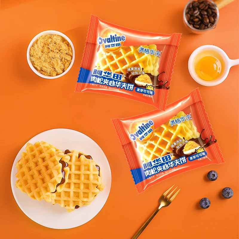 Wholesale Custom Delicious 0.8KG Soft Bread Cake Dessert Exotic Snacks for Breakfast Meat Floss Filled Waffles