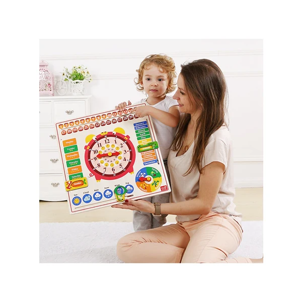 
Toi Children Early Educational Baby Colorful Cartoon Kids Interesting Learning Wooden Clock Puzzle Game Toys 