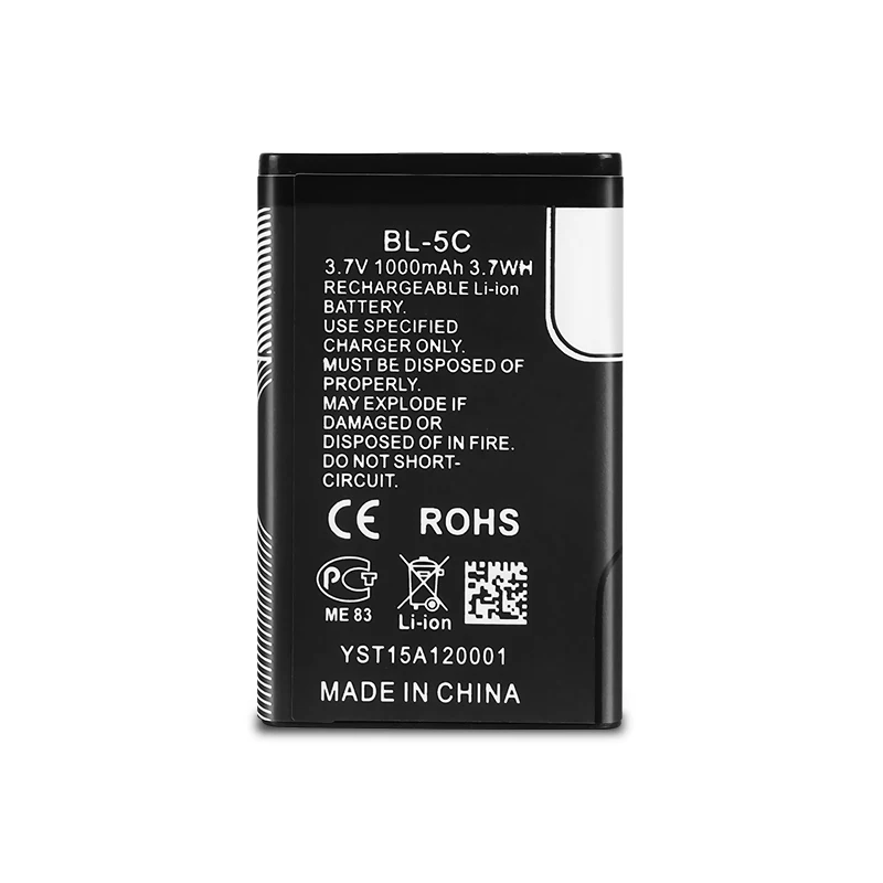 Chinese mobile phone batteries are suitable for BL-5C 3.7v 600mah 2.22wh suitable rechargeable mobile phone battery