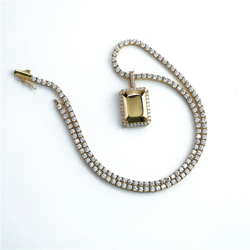 Wholesale 925 Sterling Silver Jewelry Little Shield Edge Diamond  Pendant