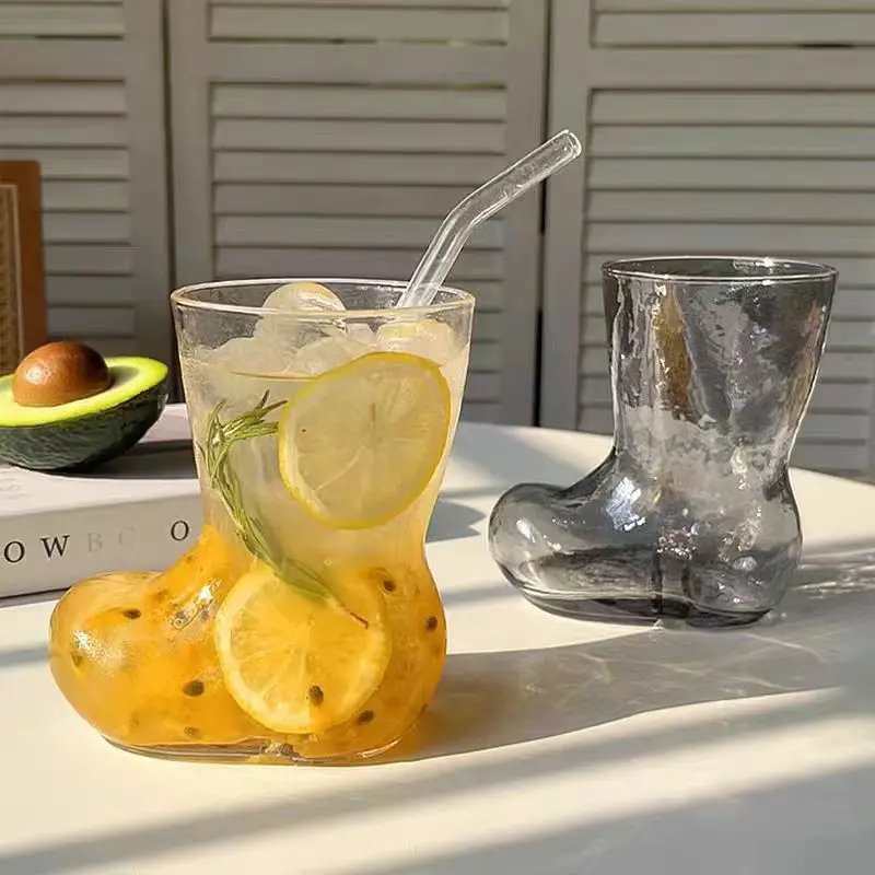 ins cute boots glass cup crystal shoes beer coffee cold drink cup