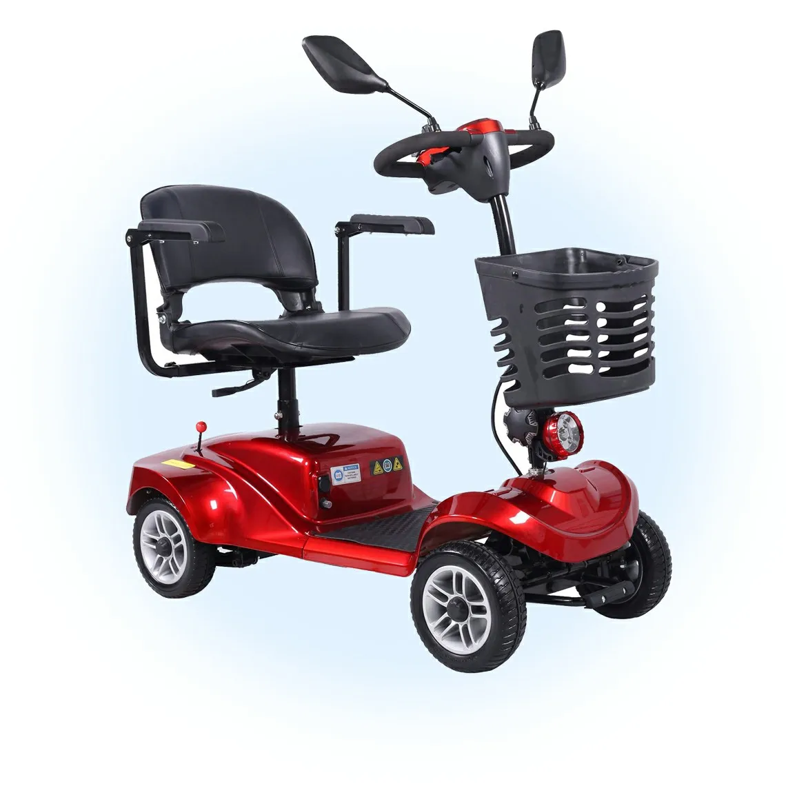 Mobility scooter 4 wheel electric elderly with LED headlamp, 12 degrees climbing handicapped electric wheelchair
