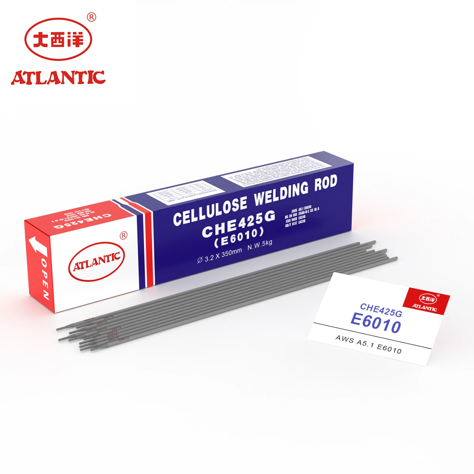 ATLANTIC OEM OBM ODM Factory Price CHE425GX Carbon Steel Welding Rod AWS A5.1 E6010 Welding Rods
