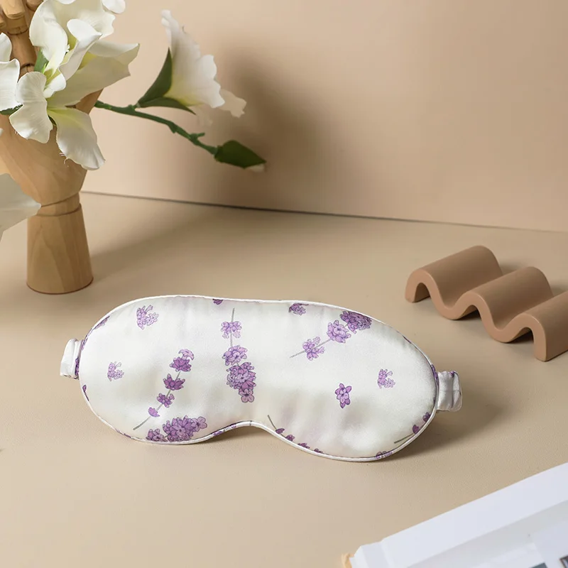 16/19/22/25 Momme натуральный частная марка напечатанная Eyemask шелка с регулируемым ремешком окантовкой края маска для