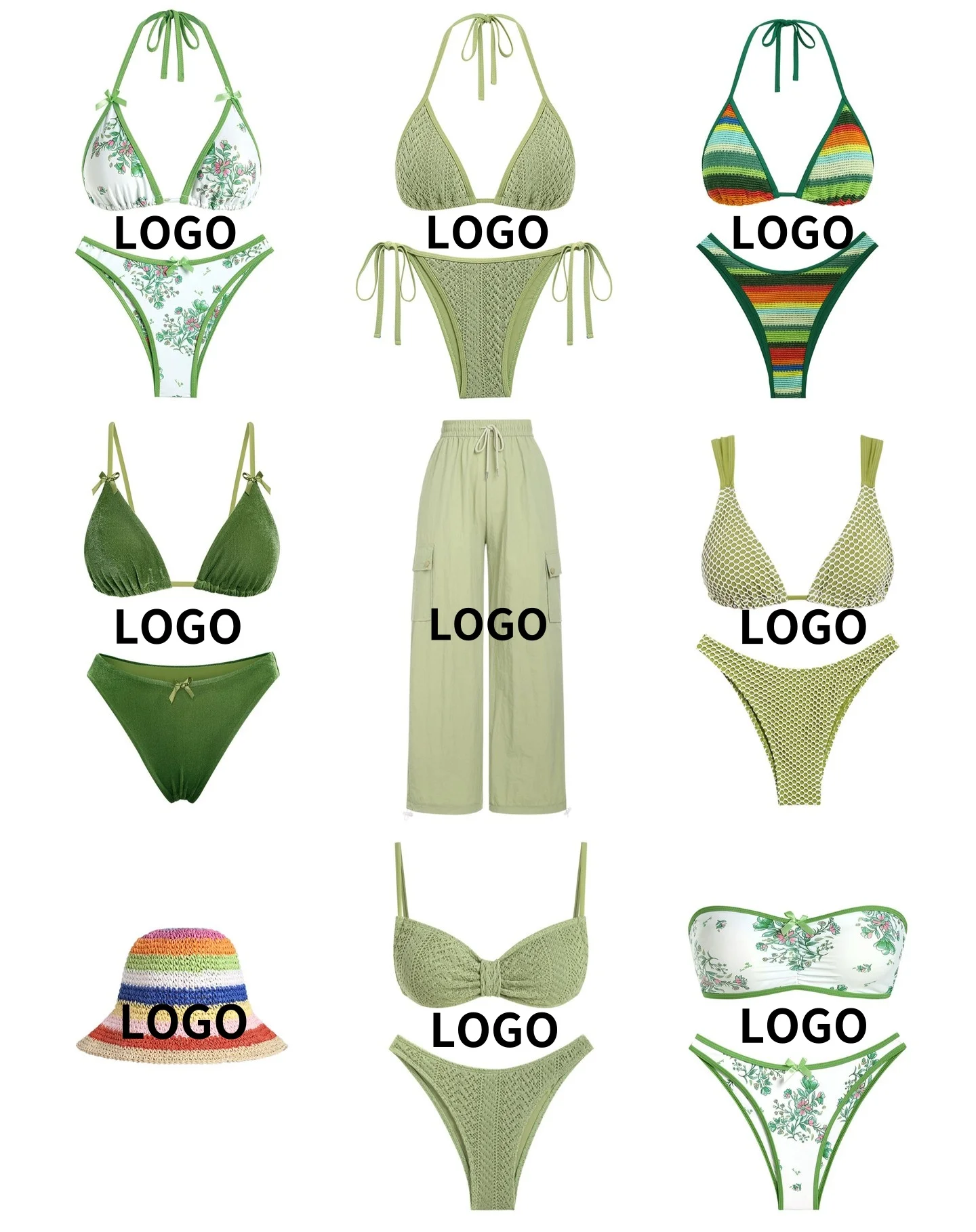 High Quality Two-Piece Beachwear Women Custom Color Bikini Set Backless Decoration Breathable Customizable Adults Beach Bathing