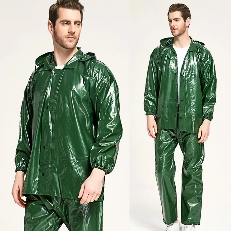 pvc raincoat Yellow water proof heavy duty rain coat for adults mens long raincoat polyester raincoat