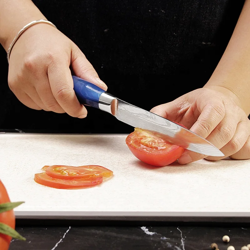 Laser damascus pattern blade  5 inch  utility knife kitchen knife for meat vegetable and fruit