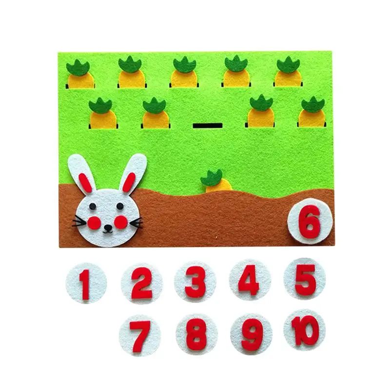 
1PC Cartoon Cute Lovely Felt Adorable Non-Woven Fabric Rabbit and Carrot Matching Numbers Toy Math Toys 