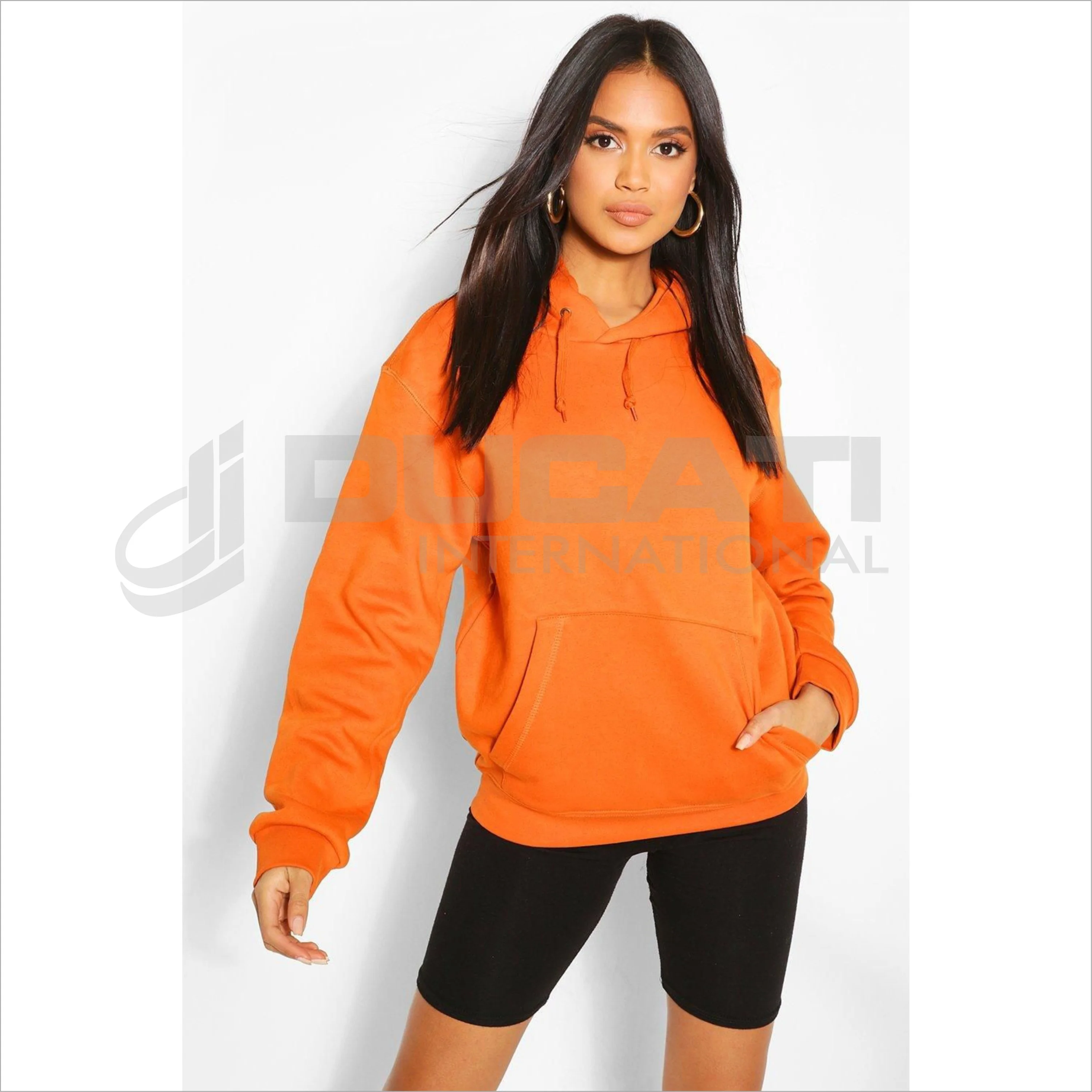 womans hoodie with long sleeve slim fit casual basic blank plain fleece hood sweatershirt for lady