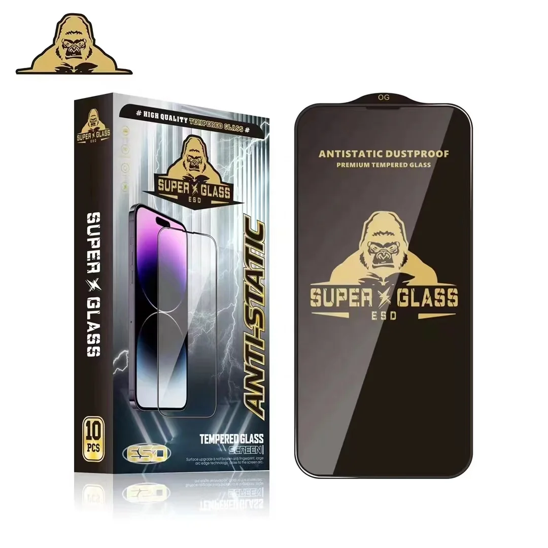 New product launch dust-proof Super Glass ESD 9H 0.4mm full glue screen protector Black King Kong tempered glass