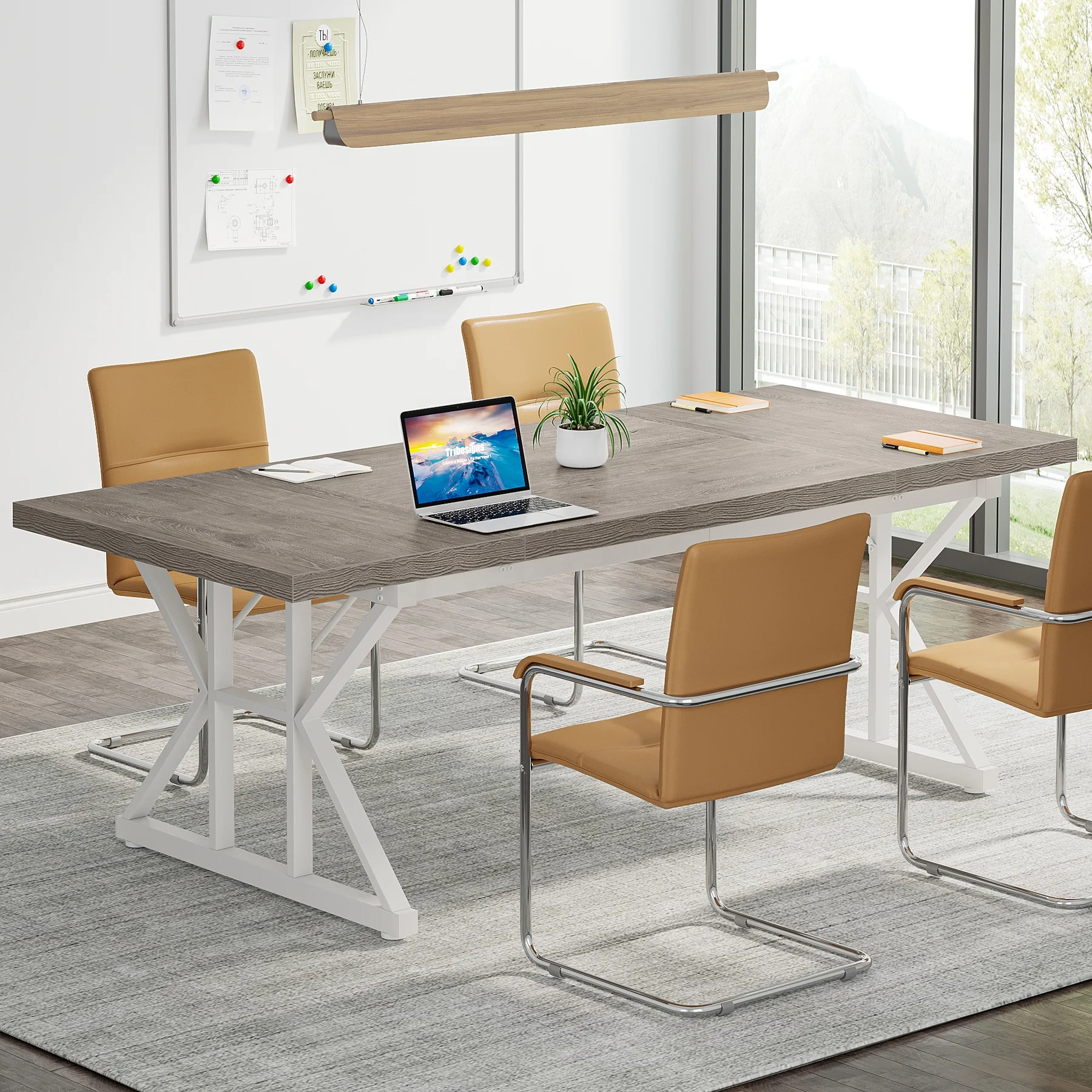 Tribesigns High Quality Rectangle Meeting Room Table Wood Seminar Table Executive Desk for Office 6FT Conference Table