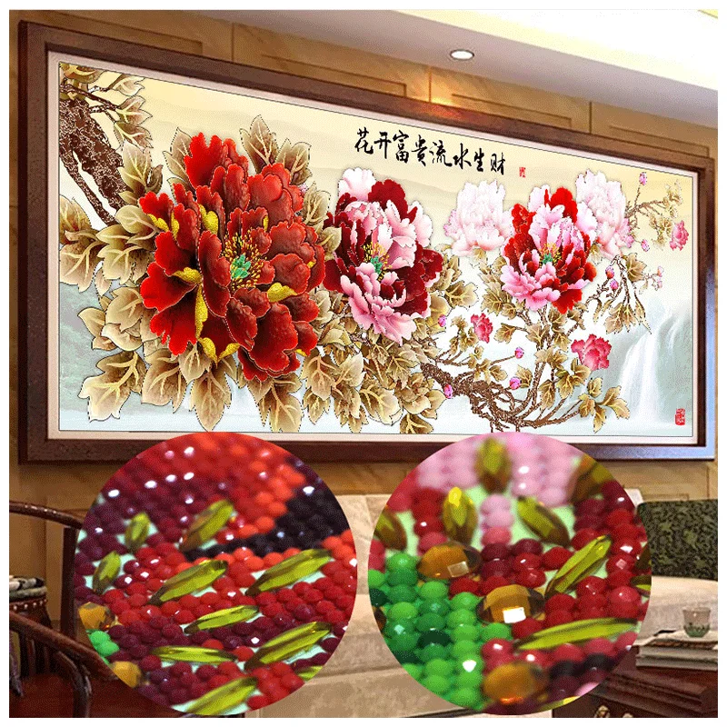 5D DIY Diamond Painting Diamond peony flower Cross Embroidered Home Wall Diamond Painting