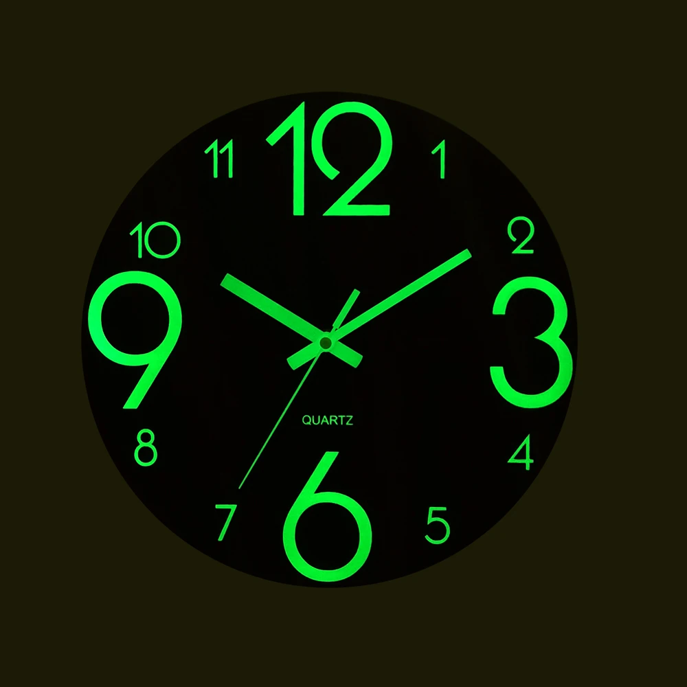 Simple Modern Luminous Design Living Room Bedroom Office Wooden  Clock  Night Light Wall Clock