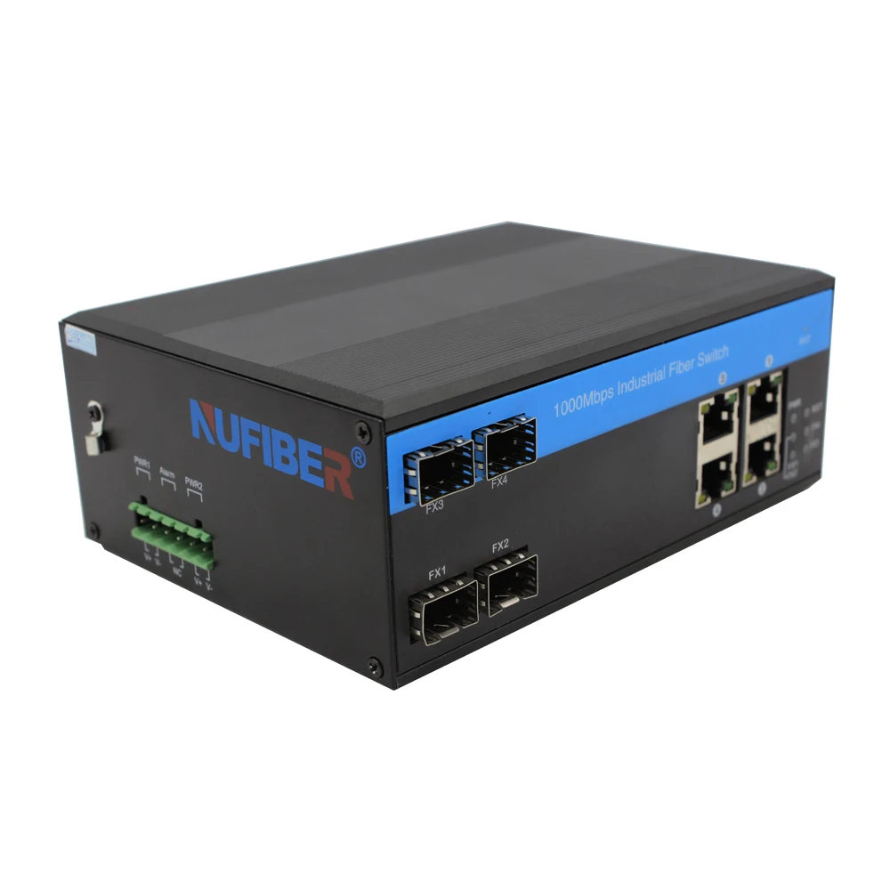 OEM Gigabit Industrial Switch 4*10/100/1000M RJ45 port + 4*1000M SFP port Managed Fiber Ethernet Switch