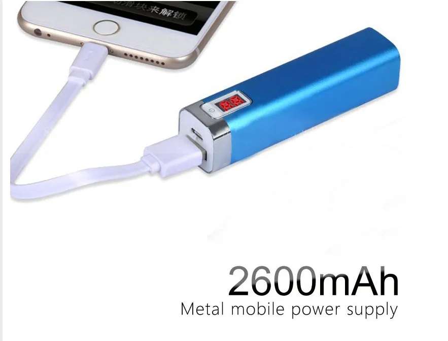 Gadget Nouveau High Tech Portable Power Bank Charger 2600mah with LED Lights Button for Iphone Xiaomi Huawei Phone Own Brand