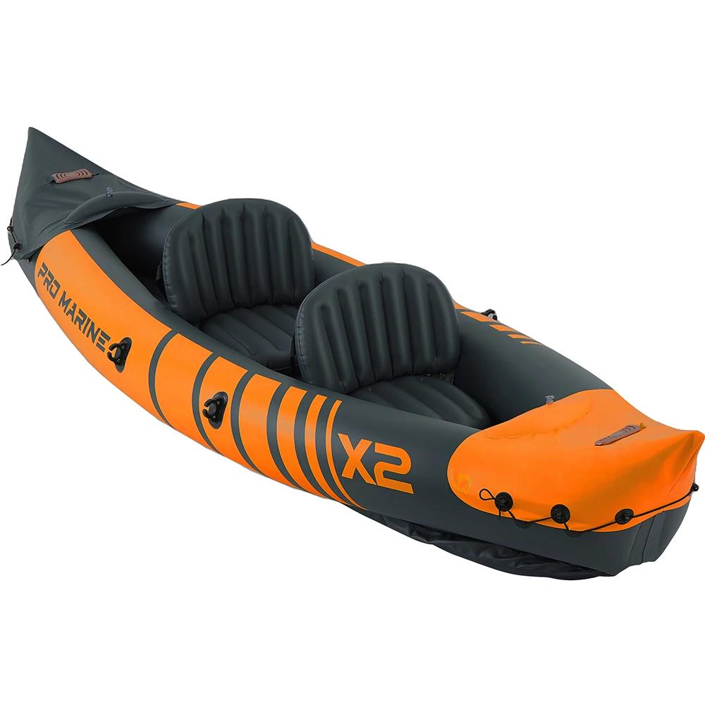 B07  PVC double Inflatable Air Kayak paddle sail boat customized 2 Seat Plastic Inflatable Canoe Sit on Top Fishing Kayak 12ft