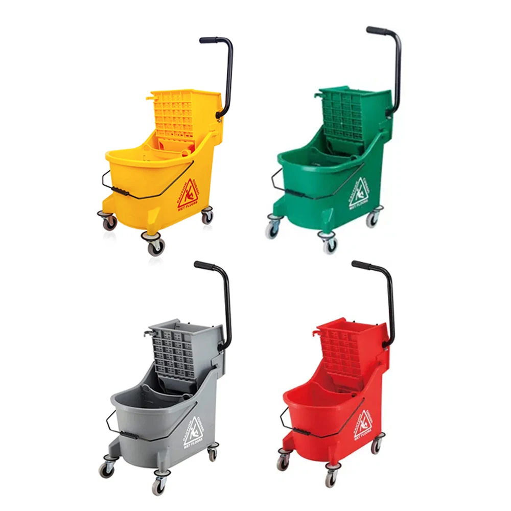 House floor cleaning plastic heavy duty industrial mop and wringer commercial mop bucket with wheels